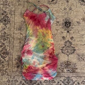 Beachy🏝️ Colorful Tie-Dye Strappy Bodycon Dress NWT